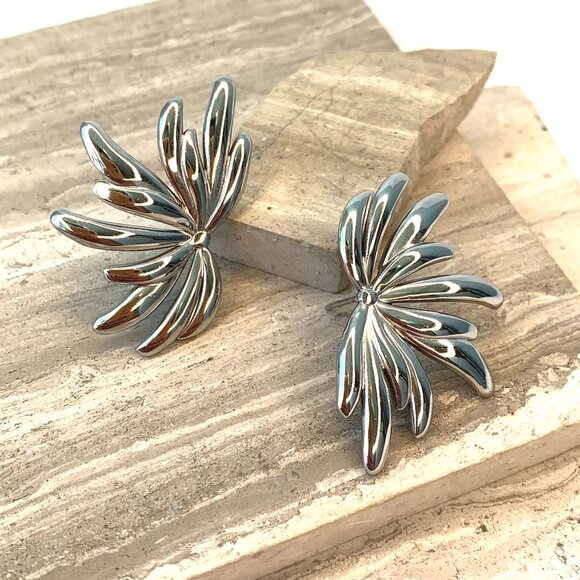 Anthropologie Jewelry - New ~ Anthropologie Silver Flower Post Earrings
